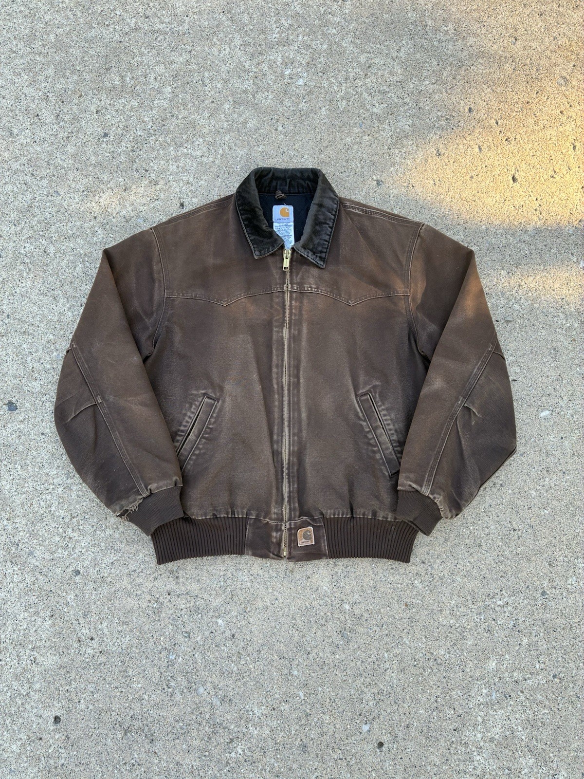 Vintage Carhartt Worn Santa Fe Quilted Canvas Jacket Men\'s XL J14 DKB Brown