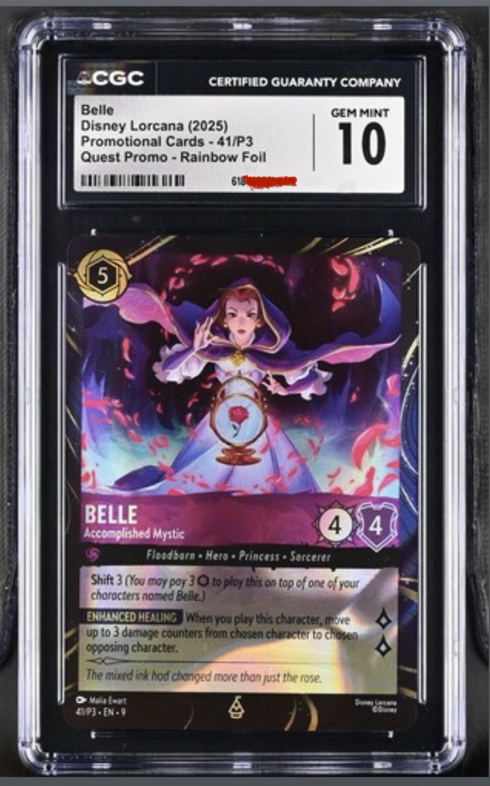 2025 Disney Lorcana Belle Accomplished Mystic 41/P3 EN 9 Quest Promo GEM Cgc 10 2025 Disney Lorcana Belle Accomplished Mystic 41/P3 EN 9 Quest Promo GEM Cgc 10