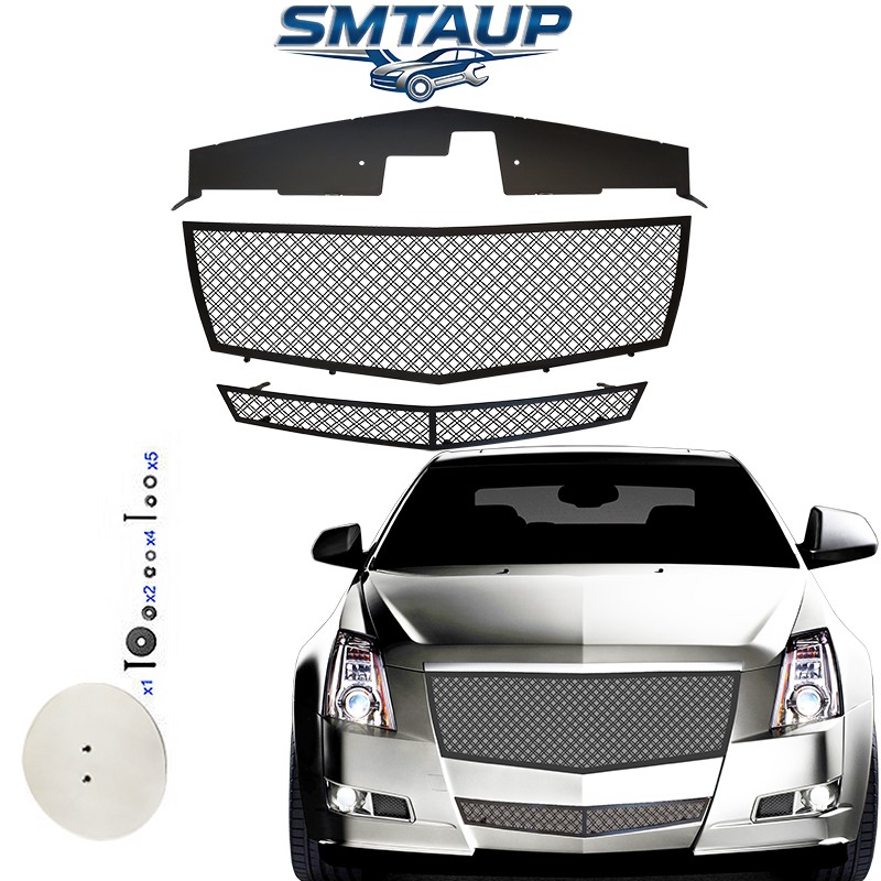 Black Mesh Grille Fits Cadillac 08-13 CTS Stainless Front Grill Insert Replace