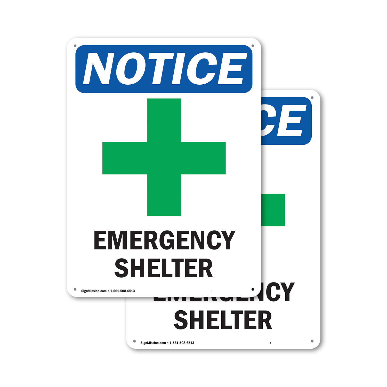 (2 Pack) Emergency Shelter OSHA Notice Sign Decal Metal Plastic