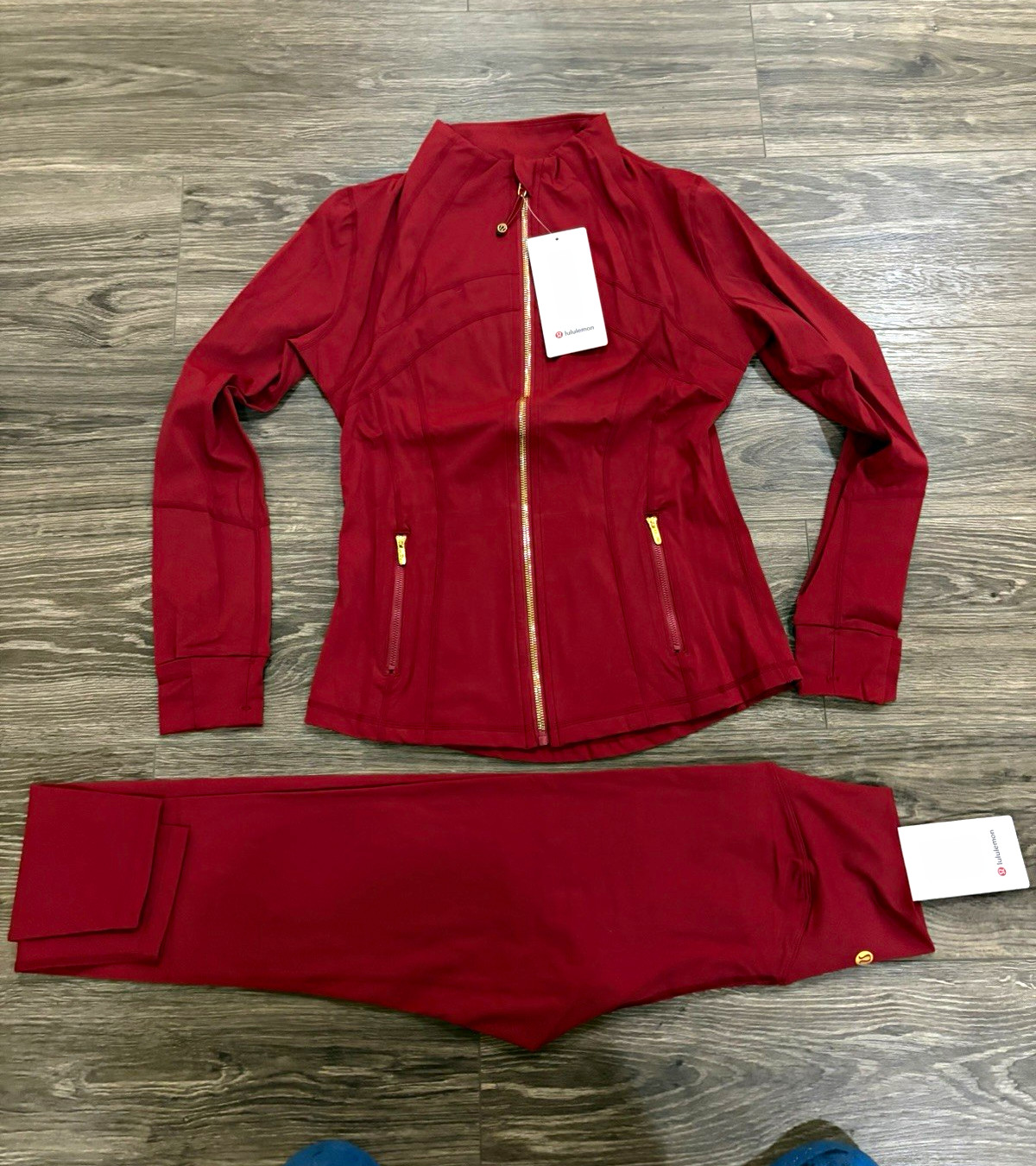 MULTIPLE SIZES Burgundy Lululemon Jacket Gold Nulu & Align Pant 25” Set