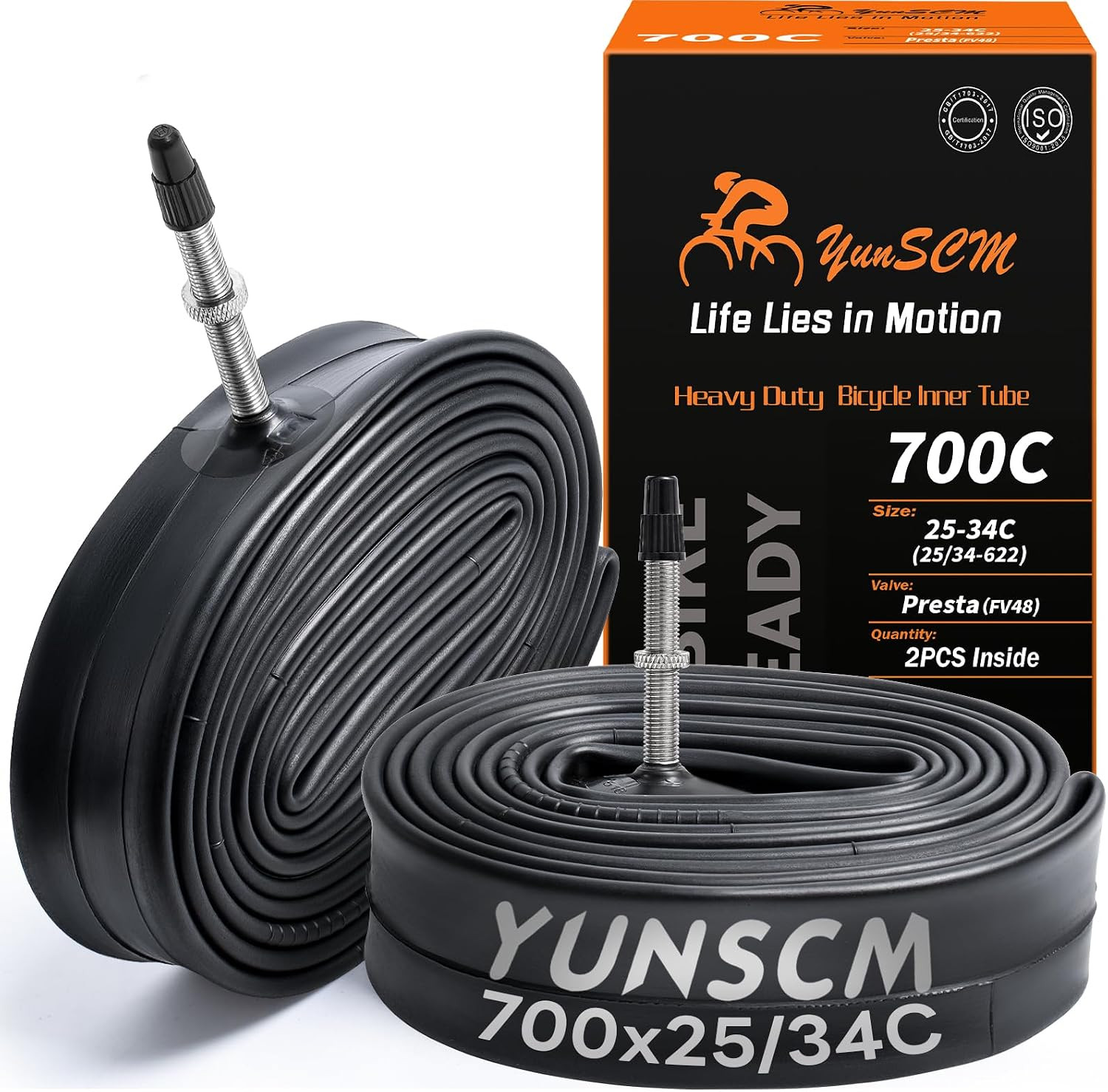 700C Heavy Duty Bike Tubes 700X25C/28C/32C/34C FV48 (25/34-622) 2-PCS 700C Heavy Duty Bike Tubes 700X25C/28C/32C/34C FV48 (25/34-622) 2-PCS