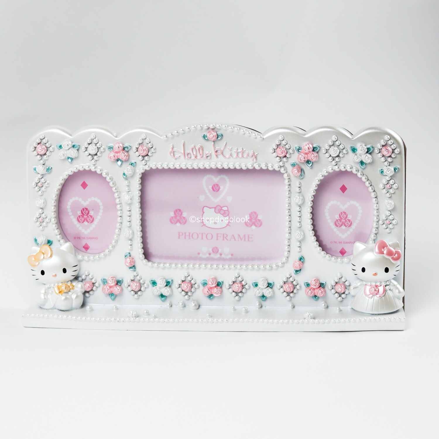 Sanrio Hello Kitty Wedding Photo Frame Pearl and Rose Retro 1998 Japan 12\ Sanrio Hello Kitty Wedding Photo Frame Pearl and Rose Retro 1998 Japan 12\