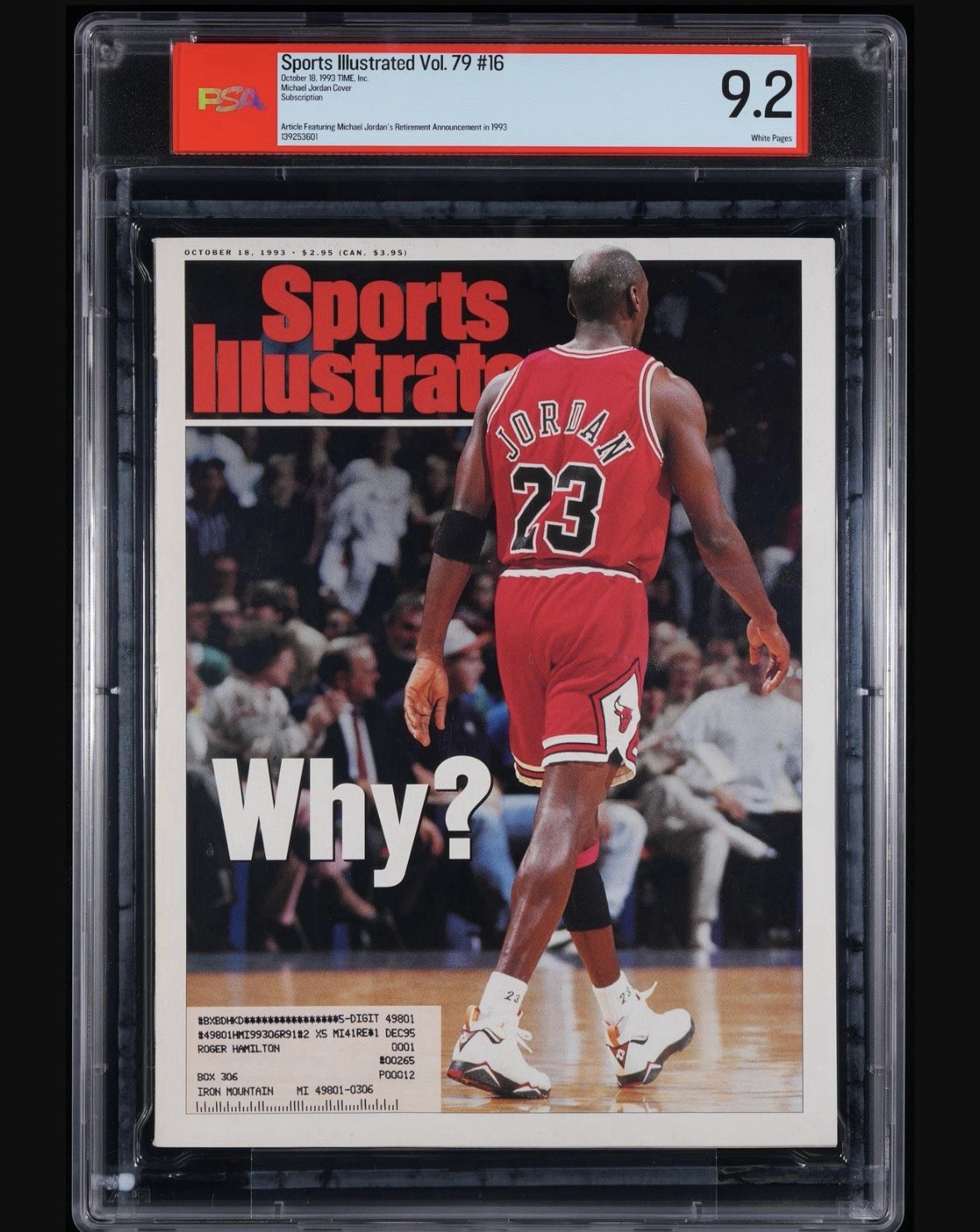Michael Jordan 1993 Sports Illustrated Why? Subscription Issue PSA 9.2 RARE
