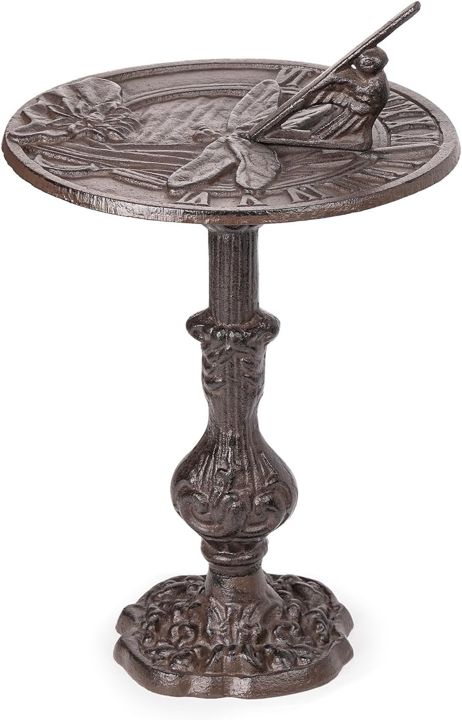 Sungmor Cast Iron Dragonfly Sundial,10.4 Inch Diameter Vintage Brown