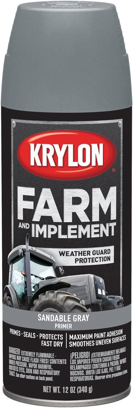 Krylon 1950 Sandable Gray Primer Farm & Implement 12 Oz Aerosol