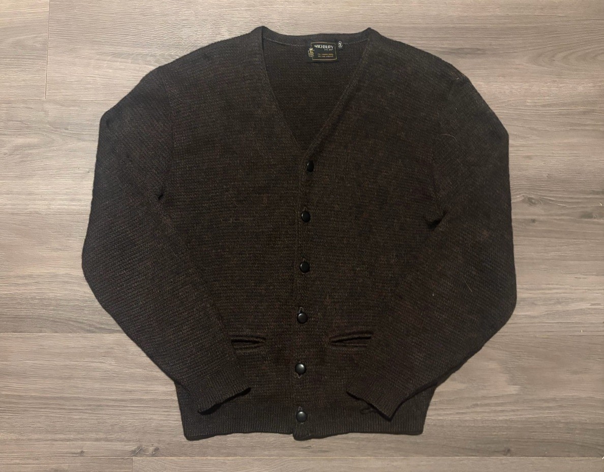 Vintage Wickbury Cardigan Sweater Men Medium Brown Wool Mohair