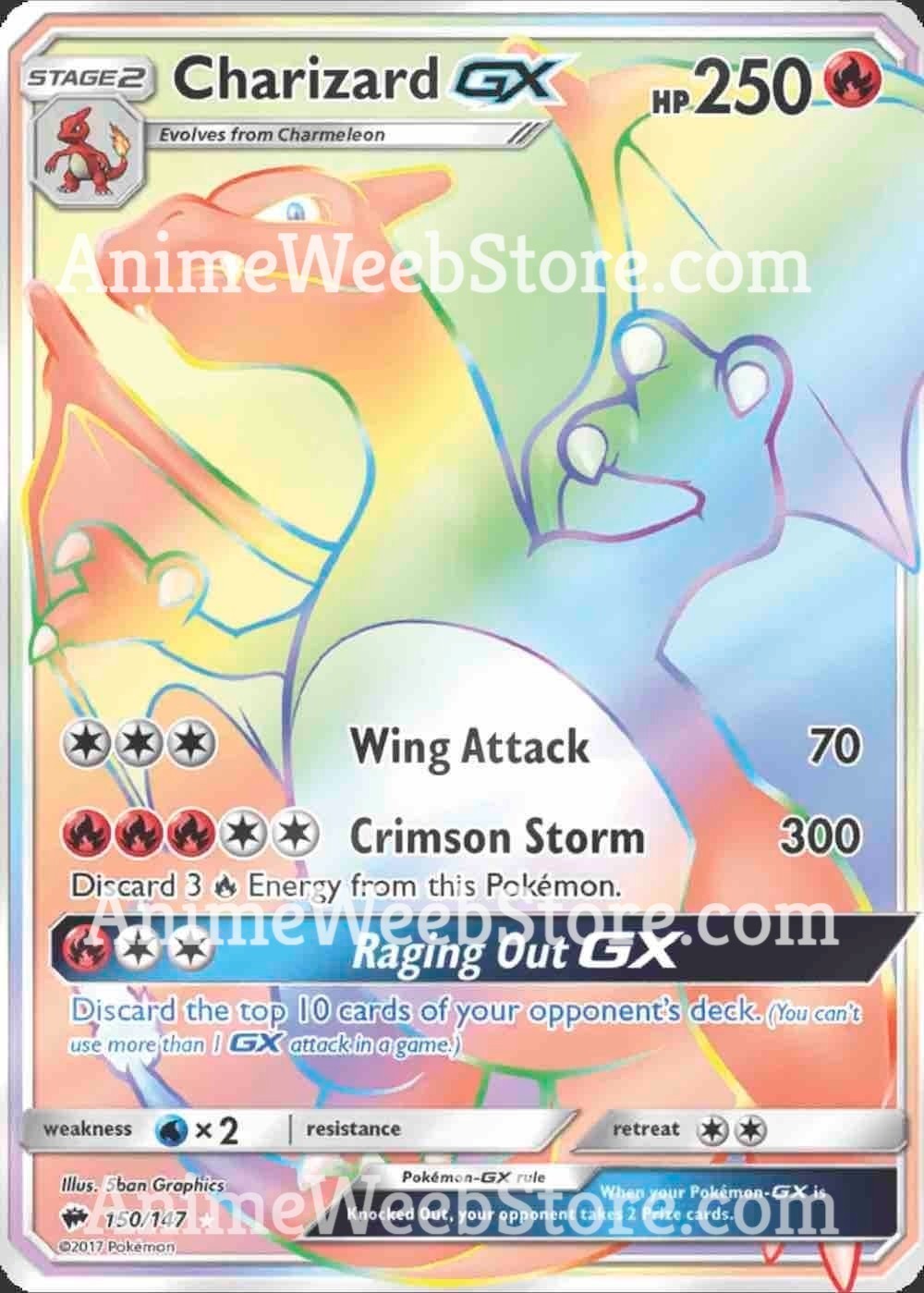 Charizard GX Burning Shadows 2017 Card Sticker Charizard GX Burning Shadows 2017 Card Sticker