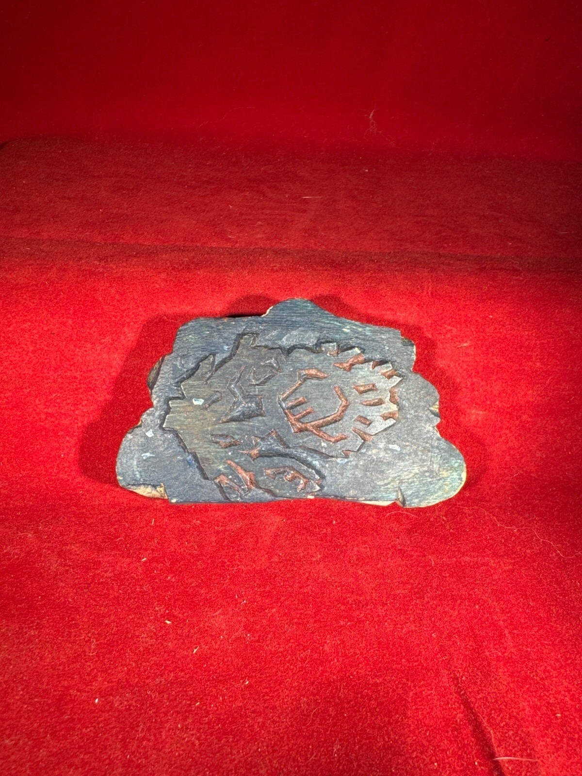 Antique Hand-Carved Wooden Printing Block Floral & Geometric Design       39-229