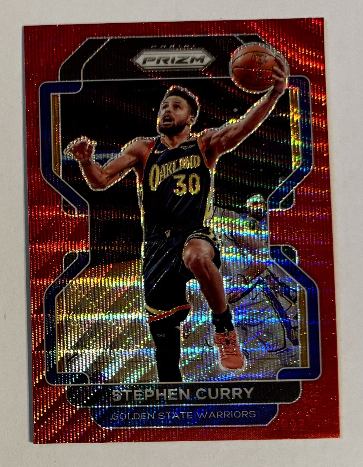 2021-22 Panini Prizm Stephen Curry Ruby Wave Prizm Golden State Warriors #154