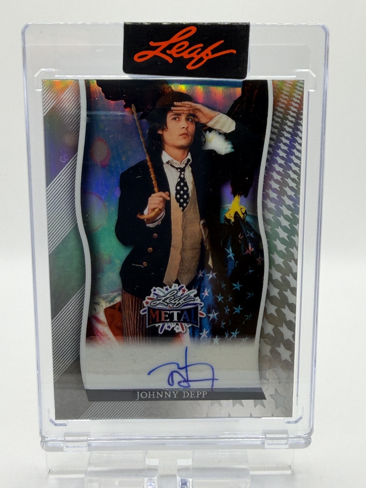 Johnny Depp 2026 Leaf Independence Day Auto Autograph American Flag #\'d 6/7 Johnny Depp 2026 Leaf Independence Day Auto Autograph American Flag #\'d 6/7