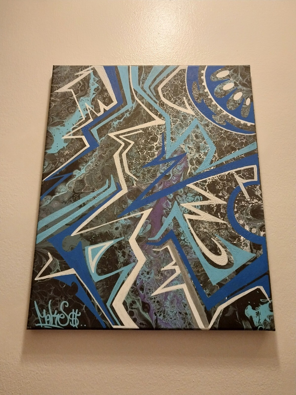 Blue Painting - 16 X 20 Inches - Wildstyle Designs - Original By MAKE$