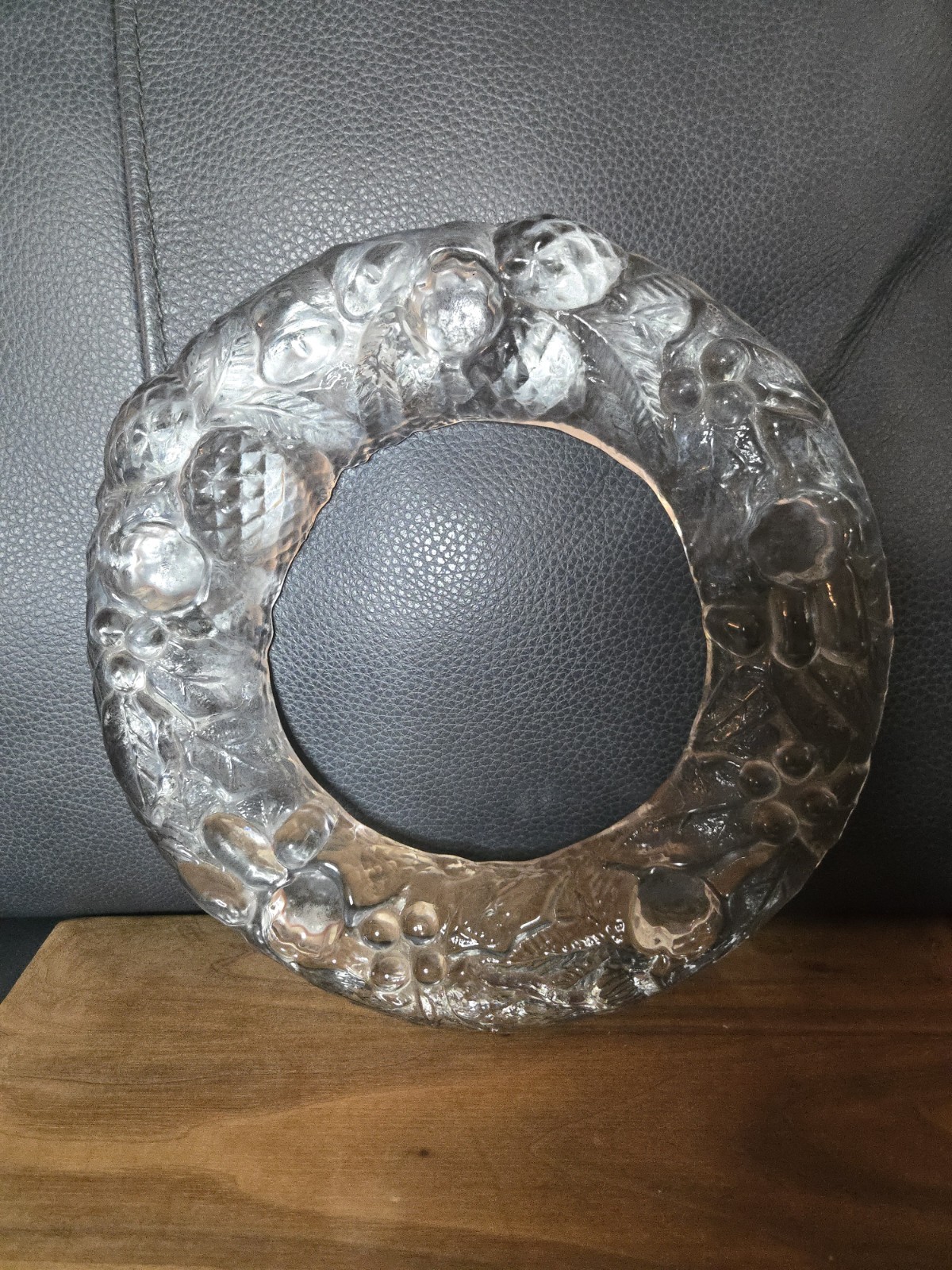 Vintage Vetreria Etrusca Glass Wreath Candle Holder Italy Christmas Centerpiece