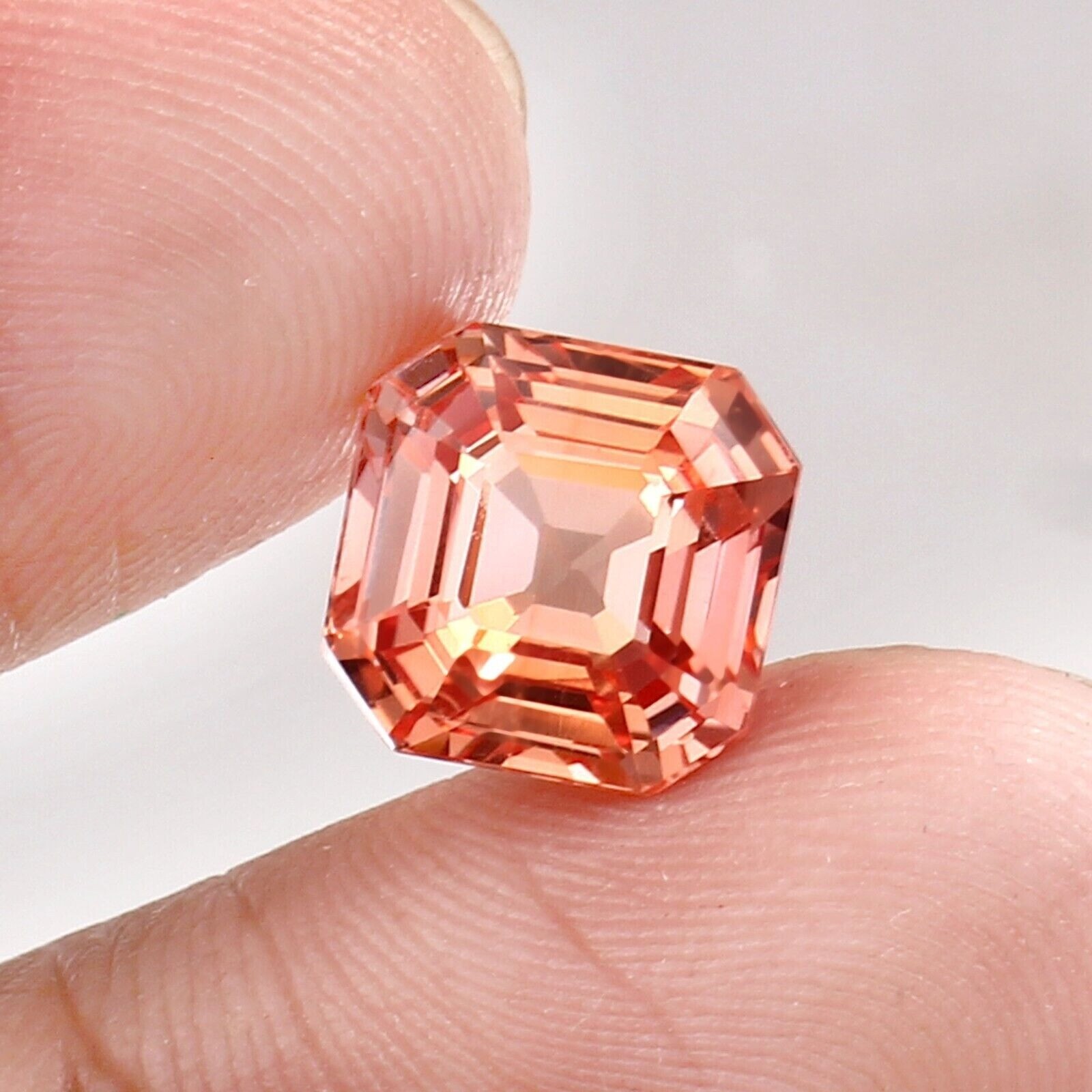 AAA 9.75 Ct Natural Ceylon Padparadscha Sapphire Asscher Cut Loose Gemstone
