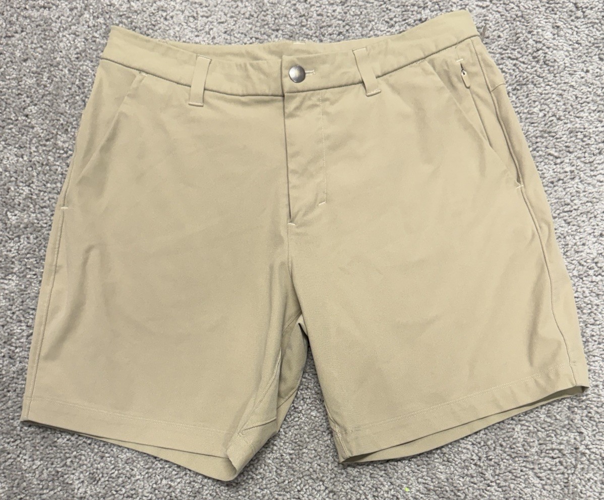 Lululemon Commission Short 7 inseam Mens 30 Tan Khaki Chino Golf Stretch LM7AFMS Lululemon Commission Short 7 inseam Mens 30 Tan Khaki Chino Golf Stretch LM7AFMS