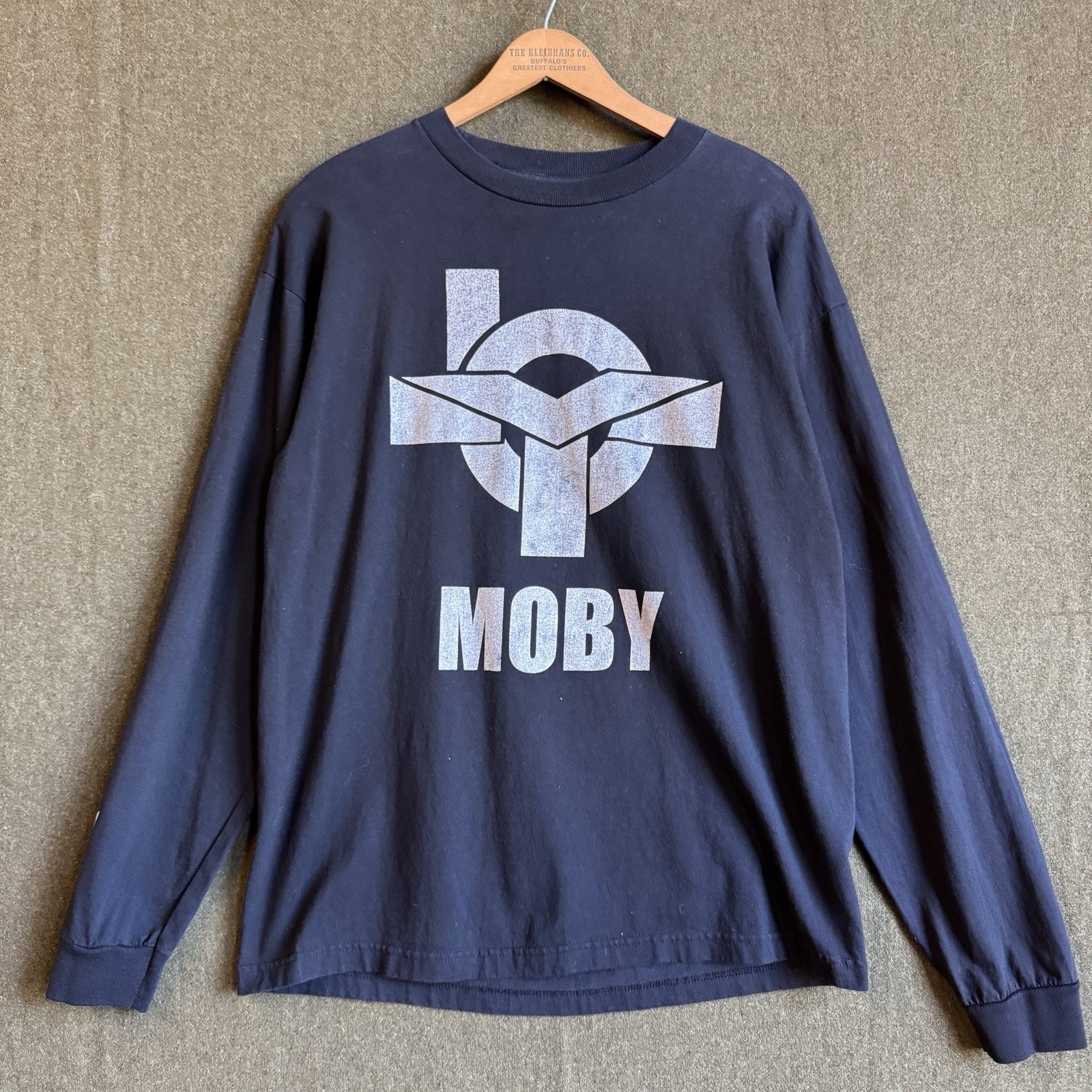 Vintage 90s Moby Electronic Techno Long Sleeve Blue Grape Shirt Sz Large