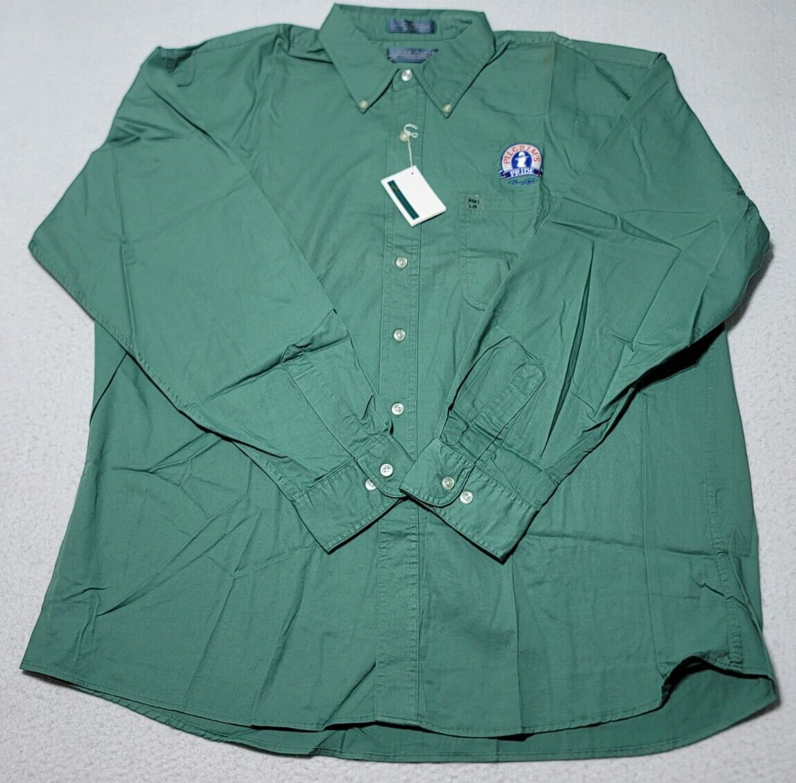 Vintage Pilgrim\'s Pride Long Sleeve Button Up Shirt Pine Island Large