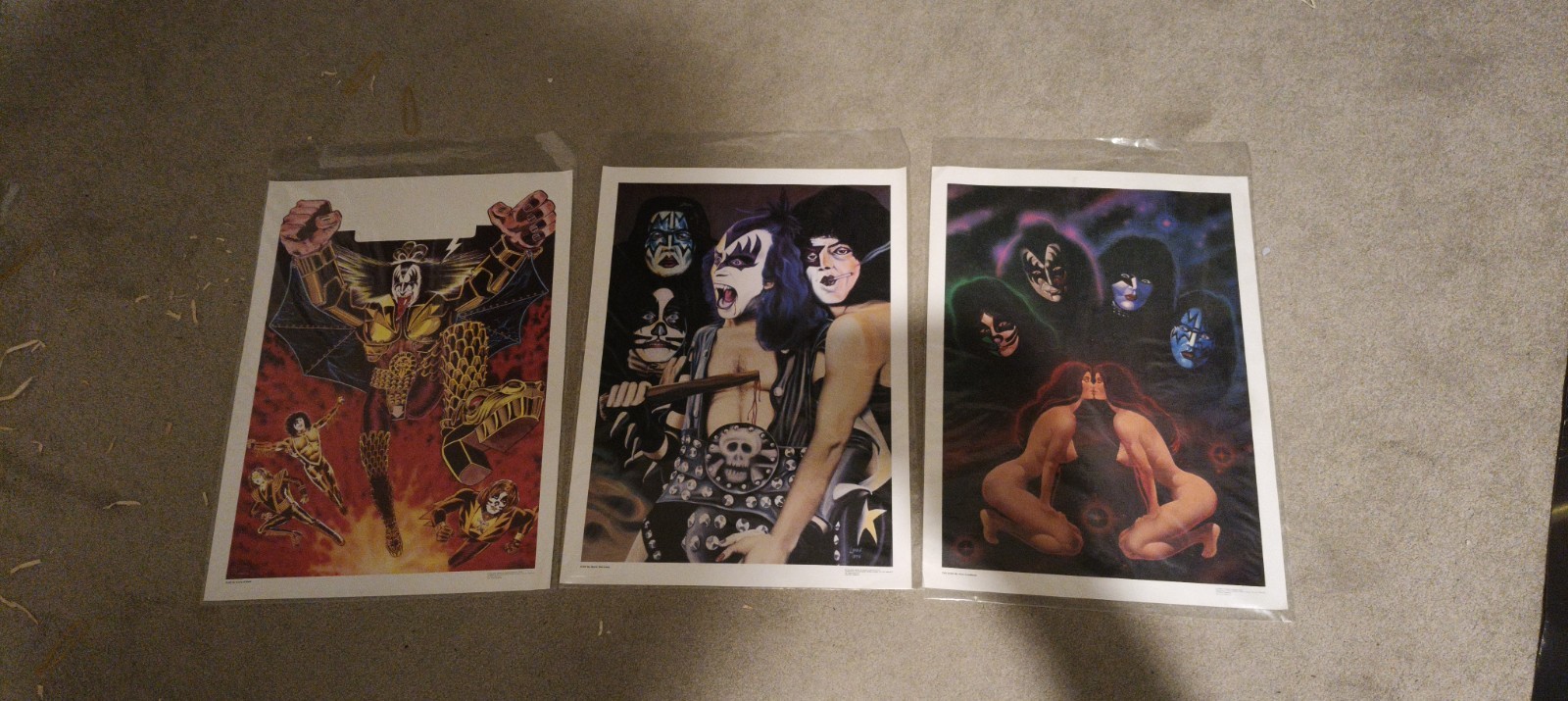 Vintage 1978 Kiss Artwork Posters Set Of 3 Kevin O\'Brien Boring Van Loon Alan Cr