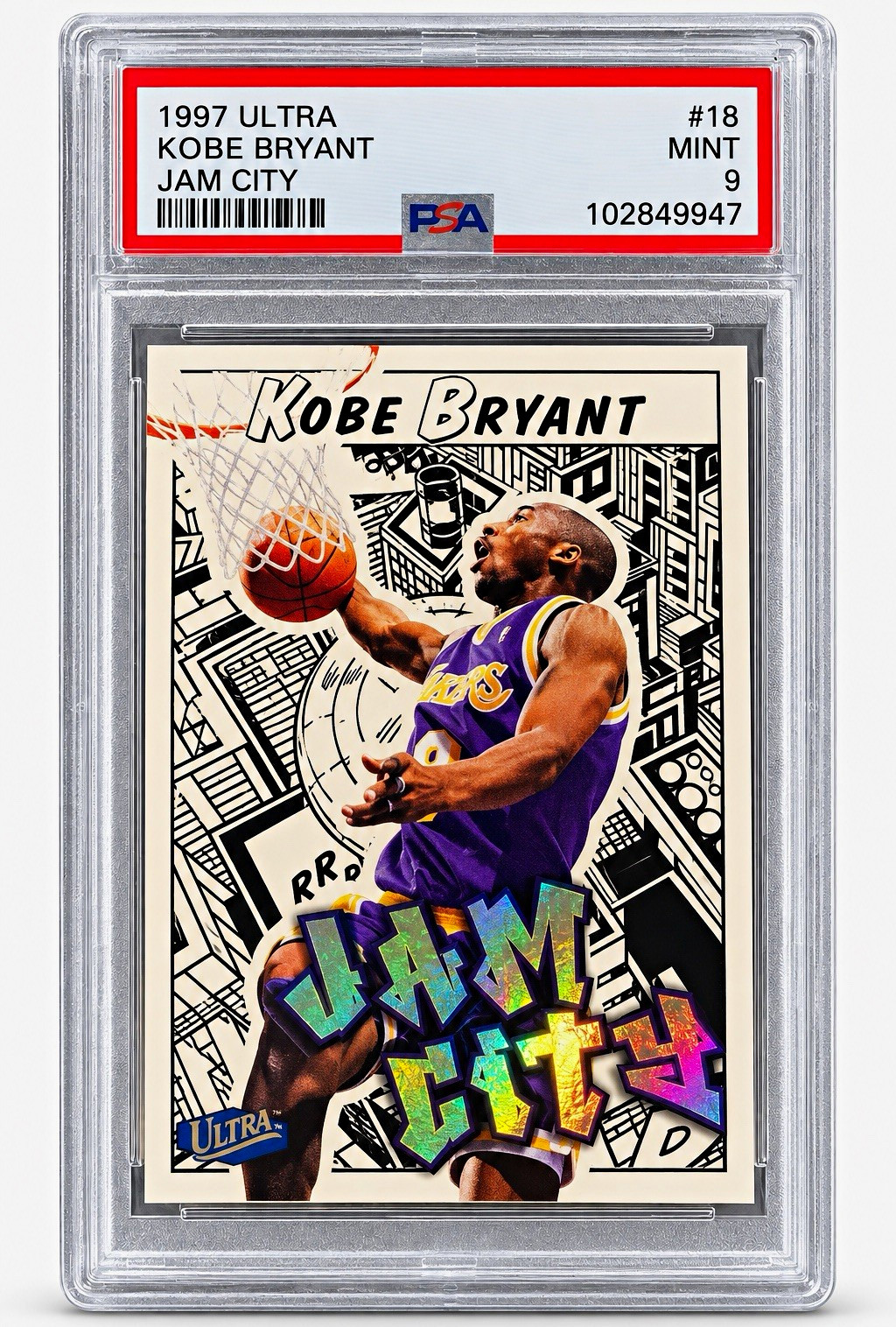 Fleer Ultra 1997-98 Jam City Insert Kobe Bryant Los Angeles Lakers #18 JC PSA 9 Fleer Ultra 1997-98 Jam City Insert Kobe Bryant Los Angeles Lakers #18 JC PSA 9