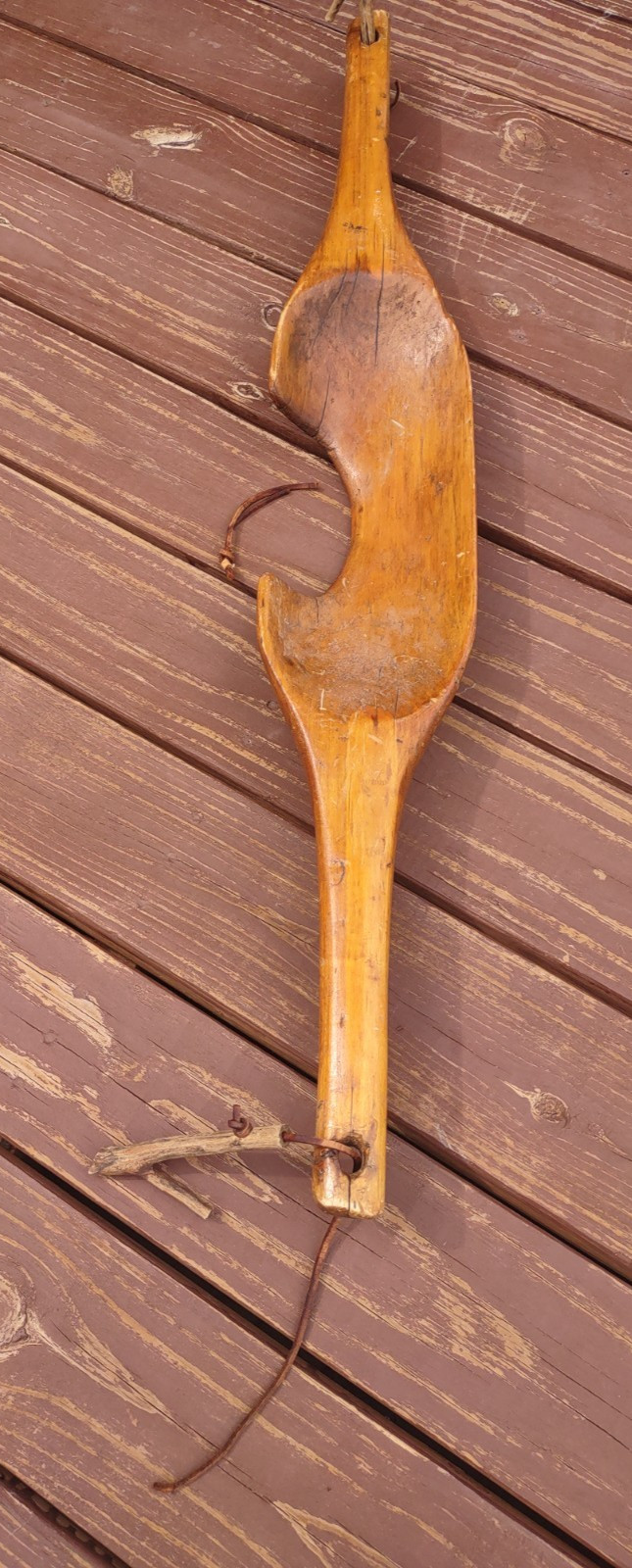 Antique Hand-Carved Wooden Milk Water-Pail Bucket Shoulder Carrying Device Decor