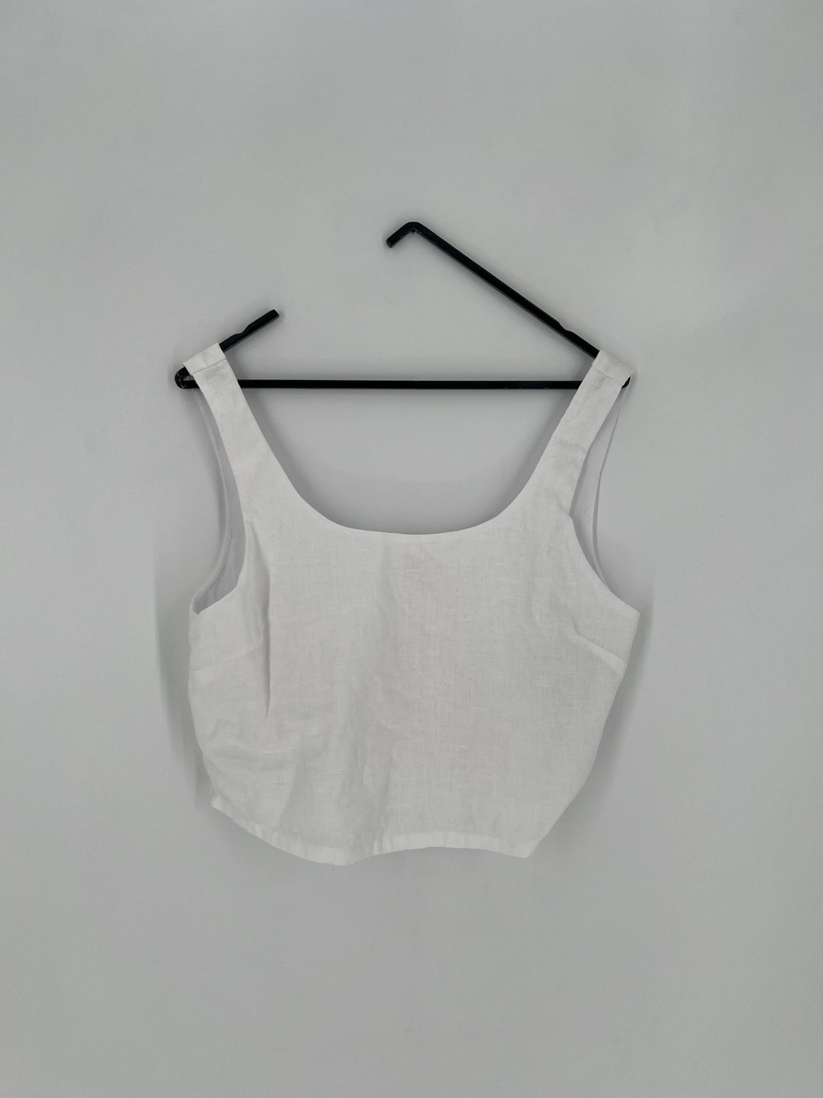Rove Mallorca 100% Lux Flax Linen Crop Top In White Size XXS