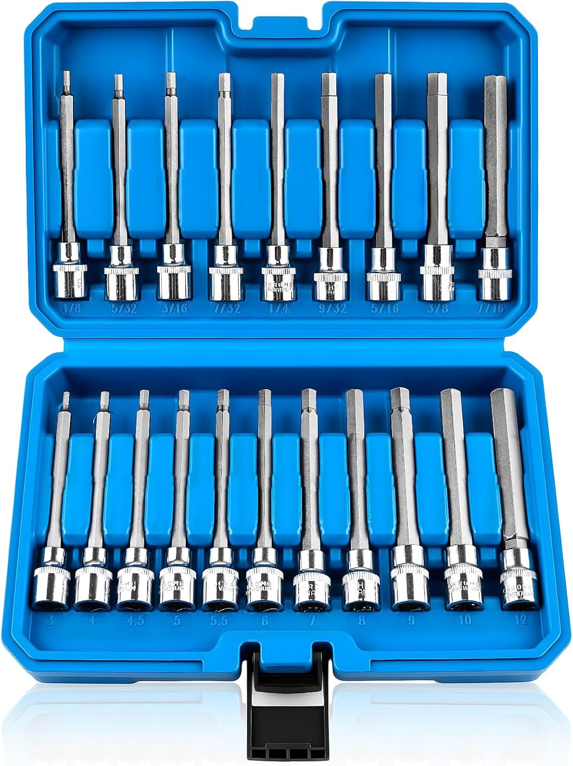 20PC Extra-Long Allen Hex Bit Socket Set, S2 Steel Hex Head Socket 20PC Extra-Long Allen Hex Bit Socket Set, S2 Steel Hex Head Socket