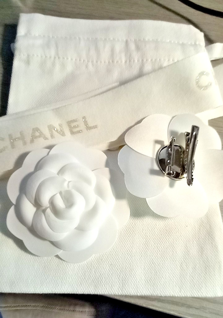 one Authentic Chanel  Camellia Flower Brooch, 2 & 3/4\