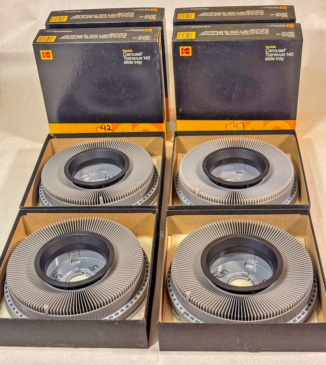 4 Pack Kodak Carousel Transvue 140 Slide Tray Original Box Mint Tested 