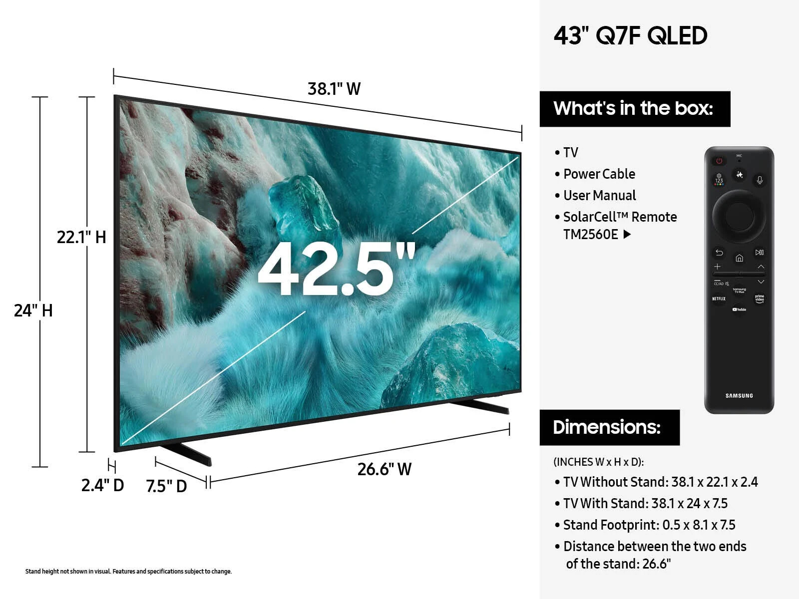 Samsung 43 inch Class Q7F Series QLED 4K Vision AI Smart TV (2025)