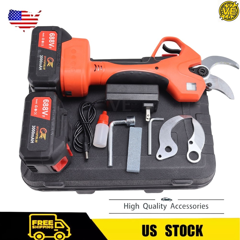 Electric Pruning Shears 2 Inches 50mm LCD Display 2Pcs 3000mAh Lithium Batteries