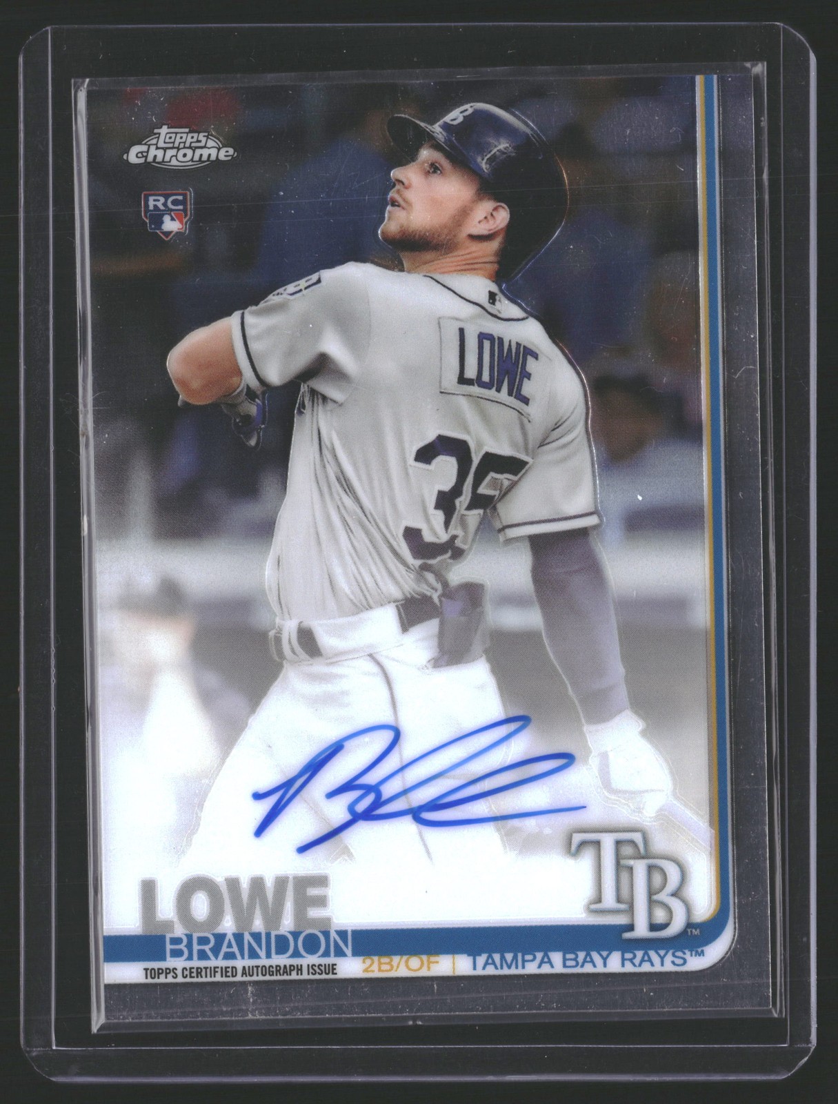 2019 Topps Chrome Brandon Lowe #RA-BL RC Autos Tampa Bay Rays