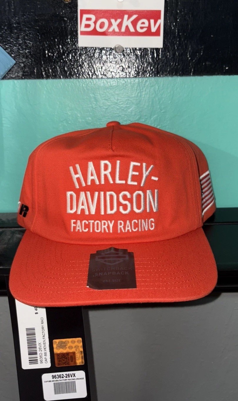 NWT Harley-Davidson Factory Racing Hat Orange SOLD OUT WOW RARE 💯 NWT Harley-Davidson Factory Racing Hat Orange SOLD OUT WOW RARE 💯