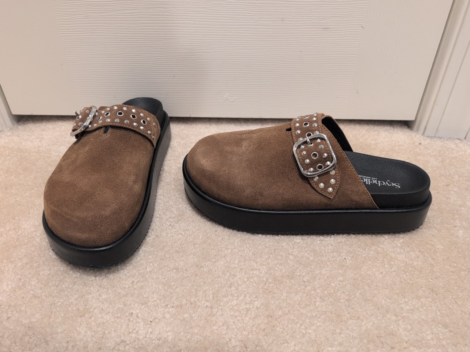 NEW Seychelles Women\'s Acclaim Brown Suede Mule Shoes Size 10