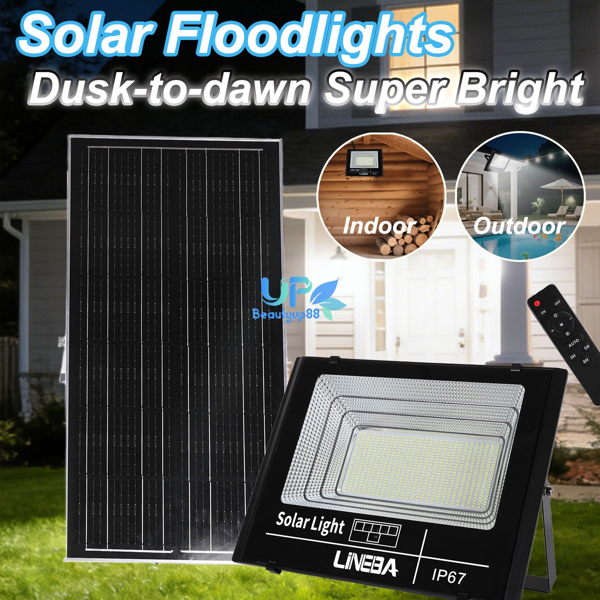 Commercial 9900000LM LED Solar Street Flood Light 3000W Dusk to Dawn Wall Lamp