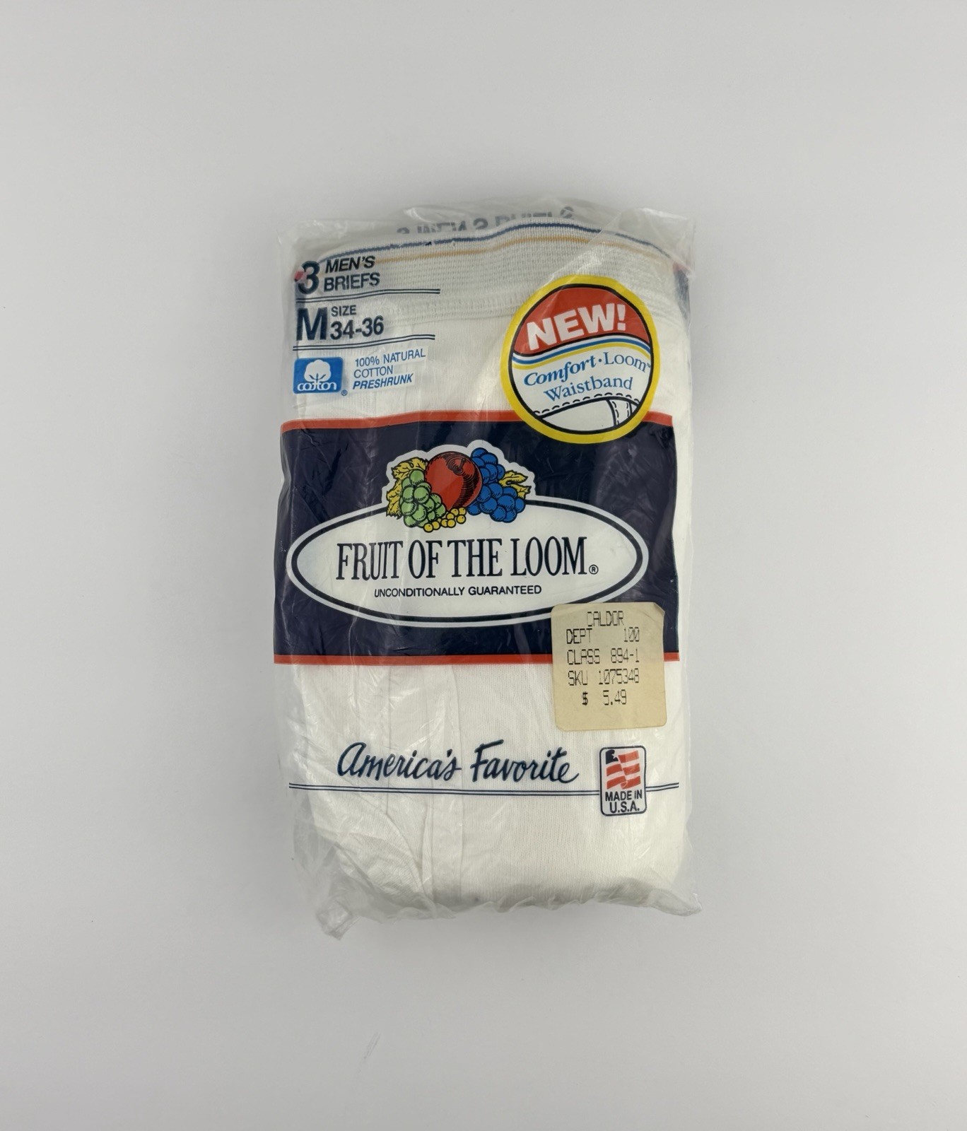 Vtg 1990s Fruit of the Loom Sealed 3 Pack Mens Briefs Medium 34-36 Underwear USA