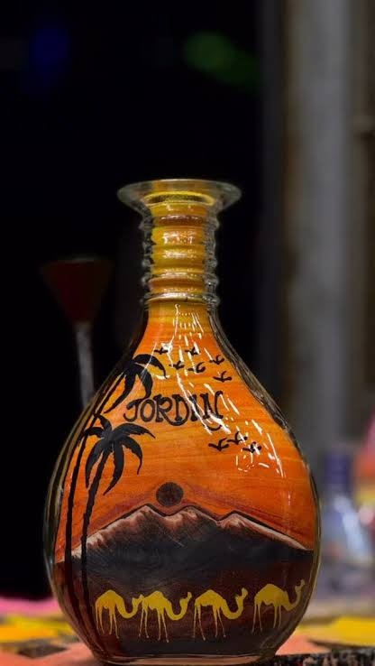 Handmade Wadi Rum Colored Sand Art Bottle – Personalized Name – Jordan Desert So