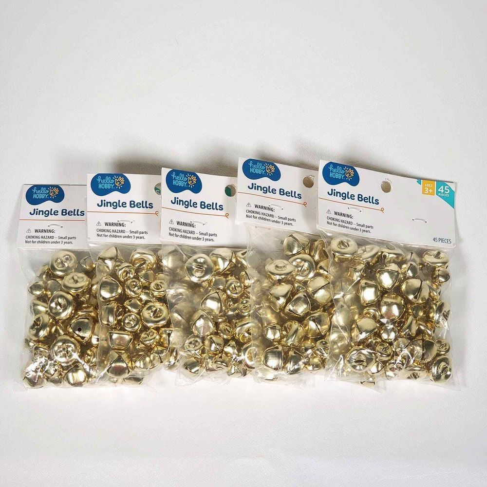 5 Pack Hello Hobby Jingle Bells Bulk 225 Pcs Multi-Size Arts Crafts DIY Upcycle