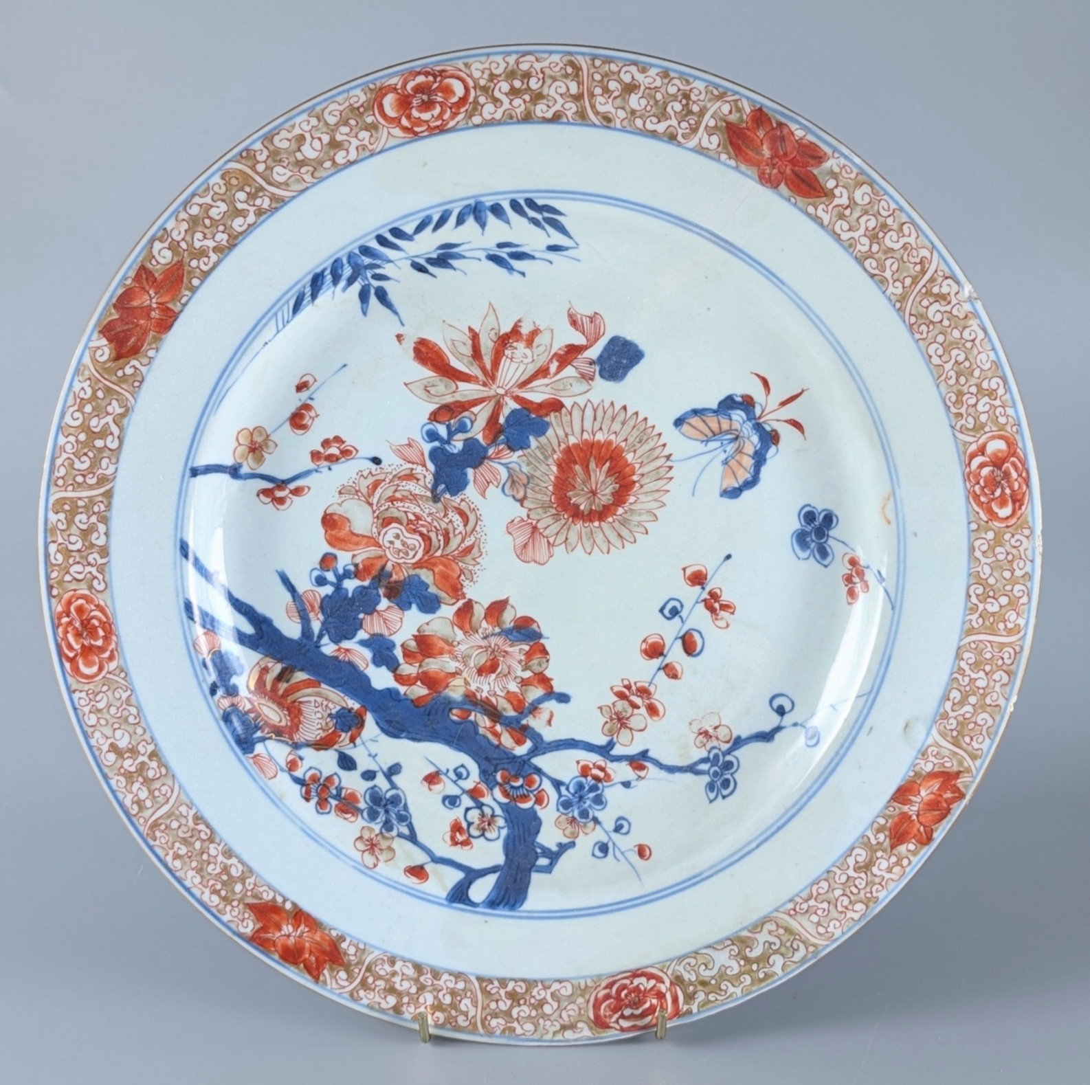 Antique Chinese Kangxi 17/18th C. Porcelain Imari Charger Plate D31cm Qing