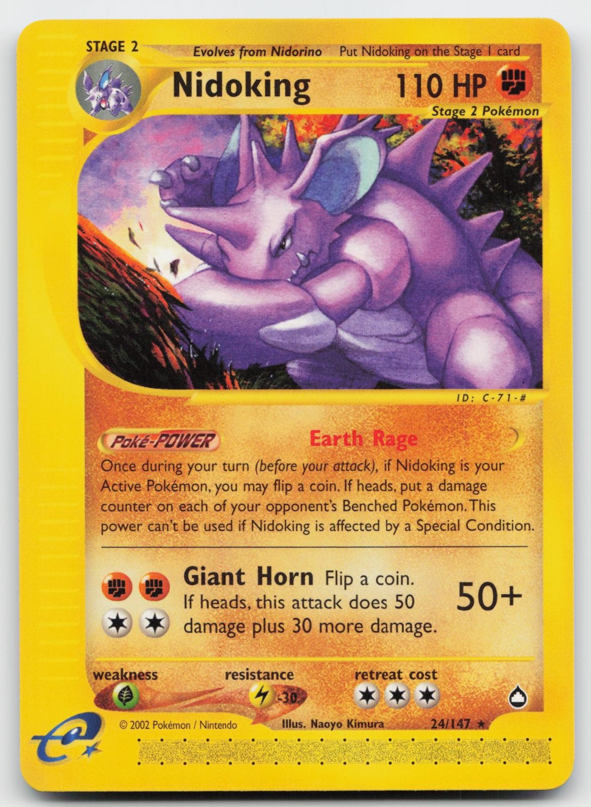 Nidoking 24/147 Rare Aquapolis Pokemon Near Mint