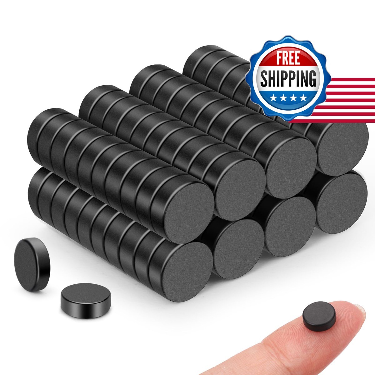 TRYMAG 8x3mm Rare Earth Magnets 80Pcs Black