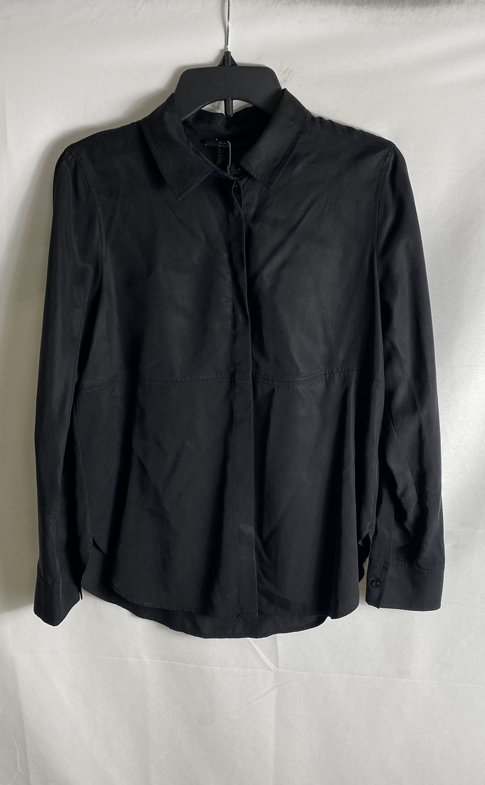 COS Women\'s Black Long Sleeve Lyocell Seam Detail Blouse Sz 6 NWT
