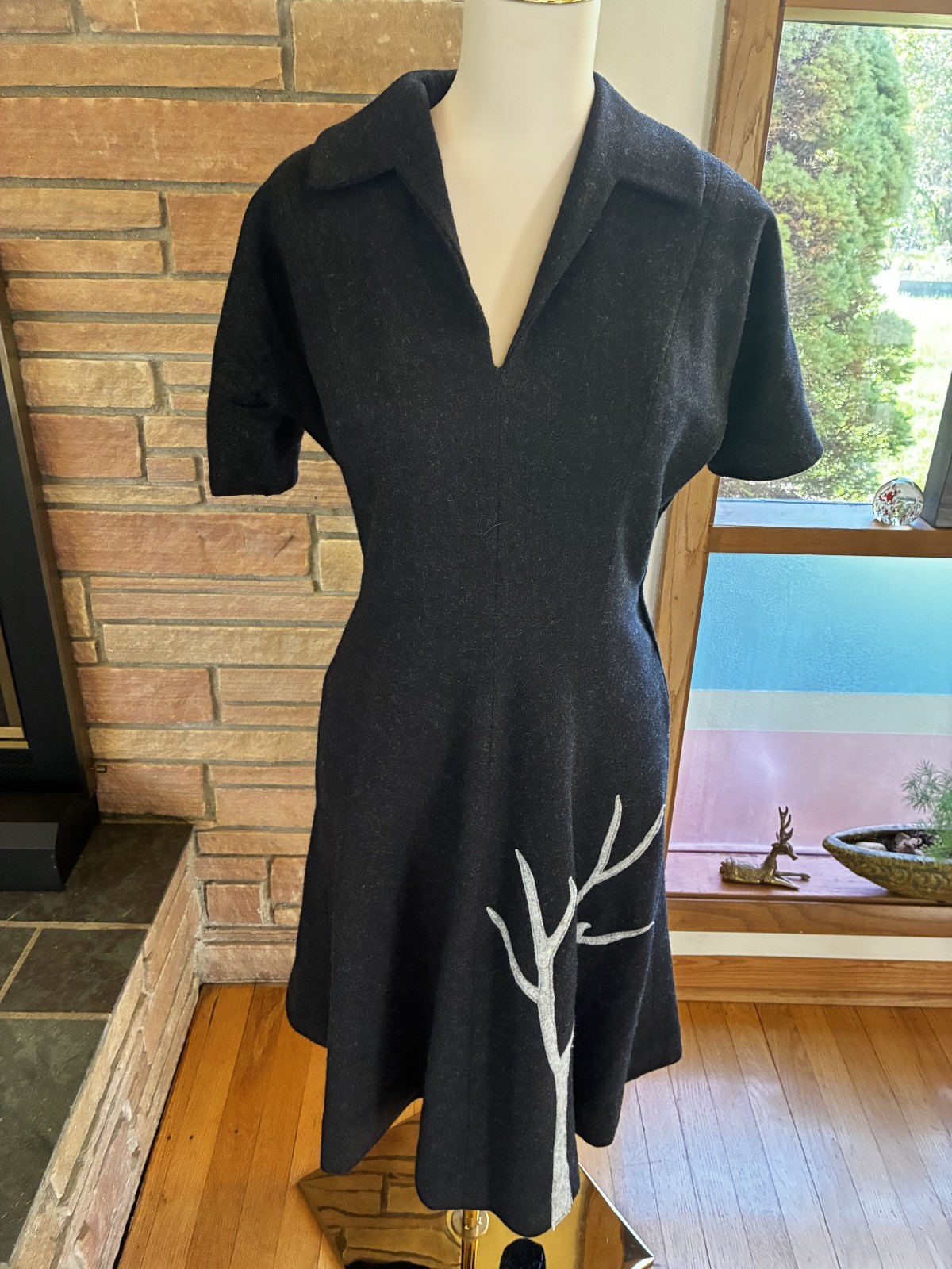 Vintage 1950s Gilden Juniors for Jerry Gilden Gray Wool Blend Dress S/M
