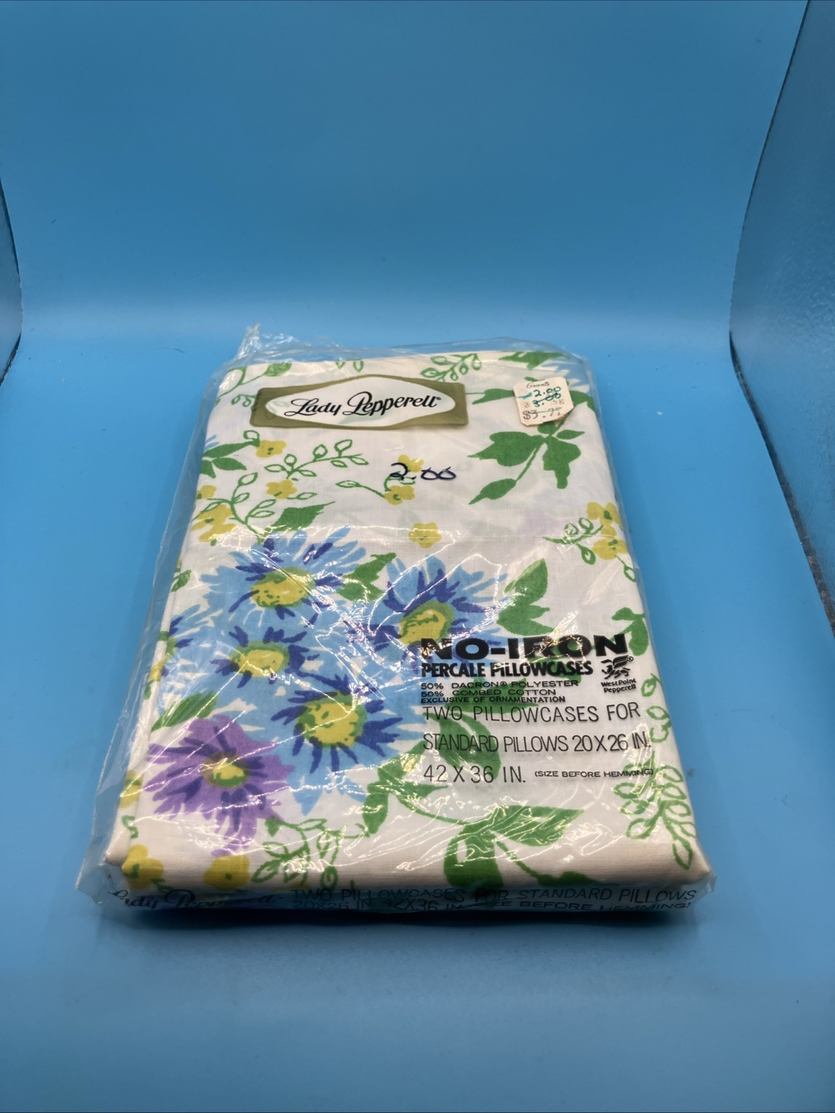 Vintage Lady Pepperell No Iron Percale Pillowcases 2 Standard 42x36 Floral USA Vintage Lady Pepperell No Iron Percale Pillowcases 2 Standard 42x36 Floral USA