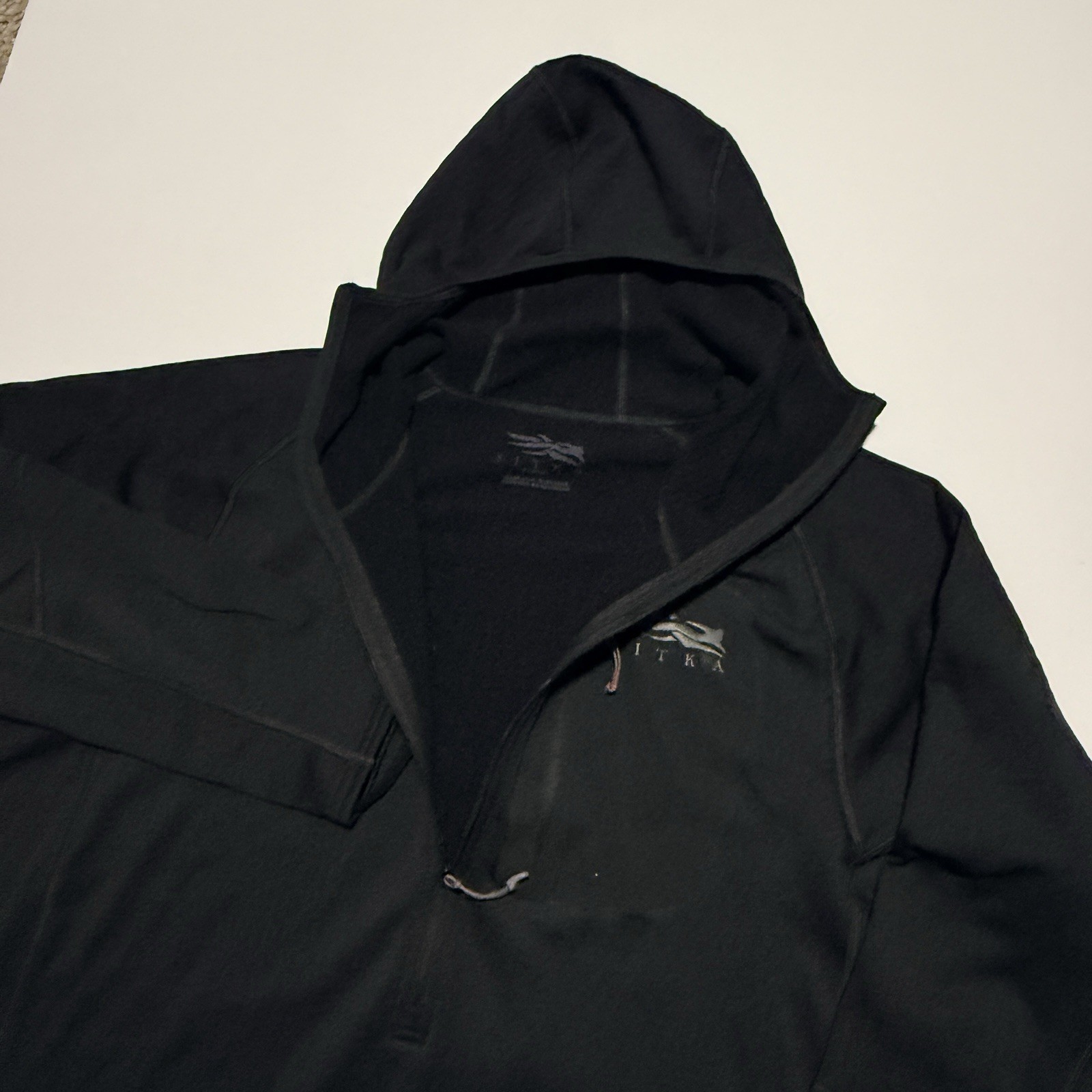 Sitka Gear Core Heavyweight Hoody Mens XL Black 1/2 Zip Pullover Wicking Hunting