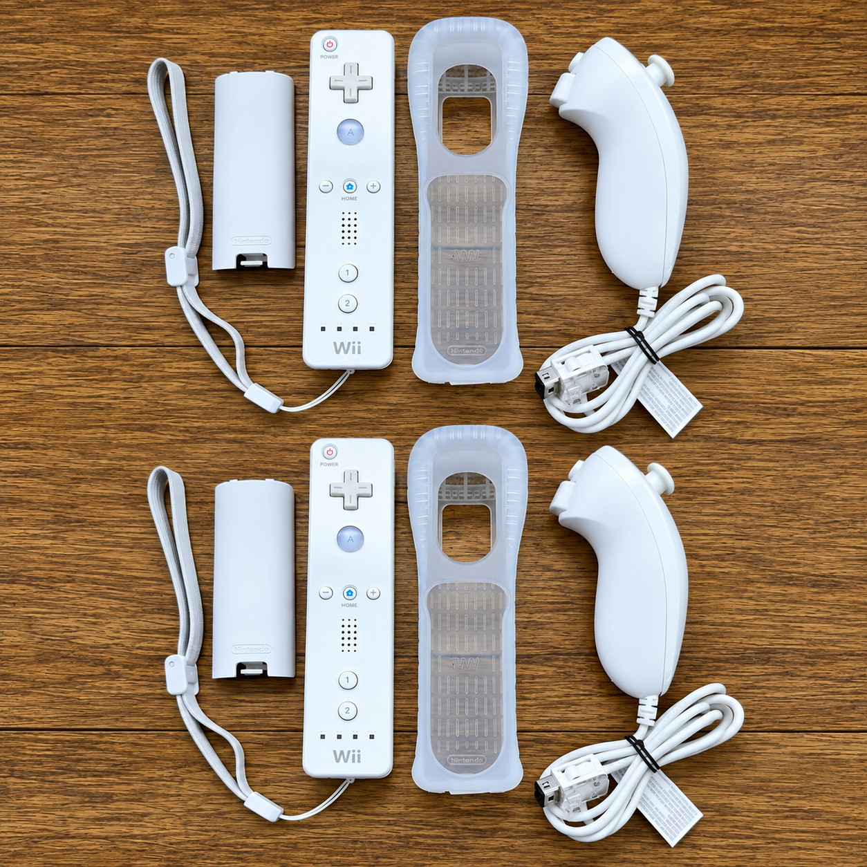 2X OEM Nintendo Wii Remote Wiimote Controller White RVL-003 & Nunchuk RVL-004