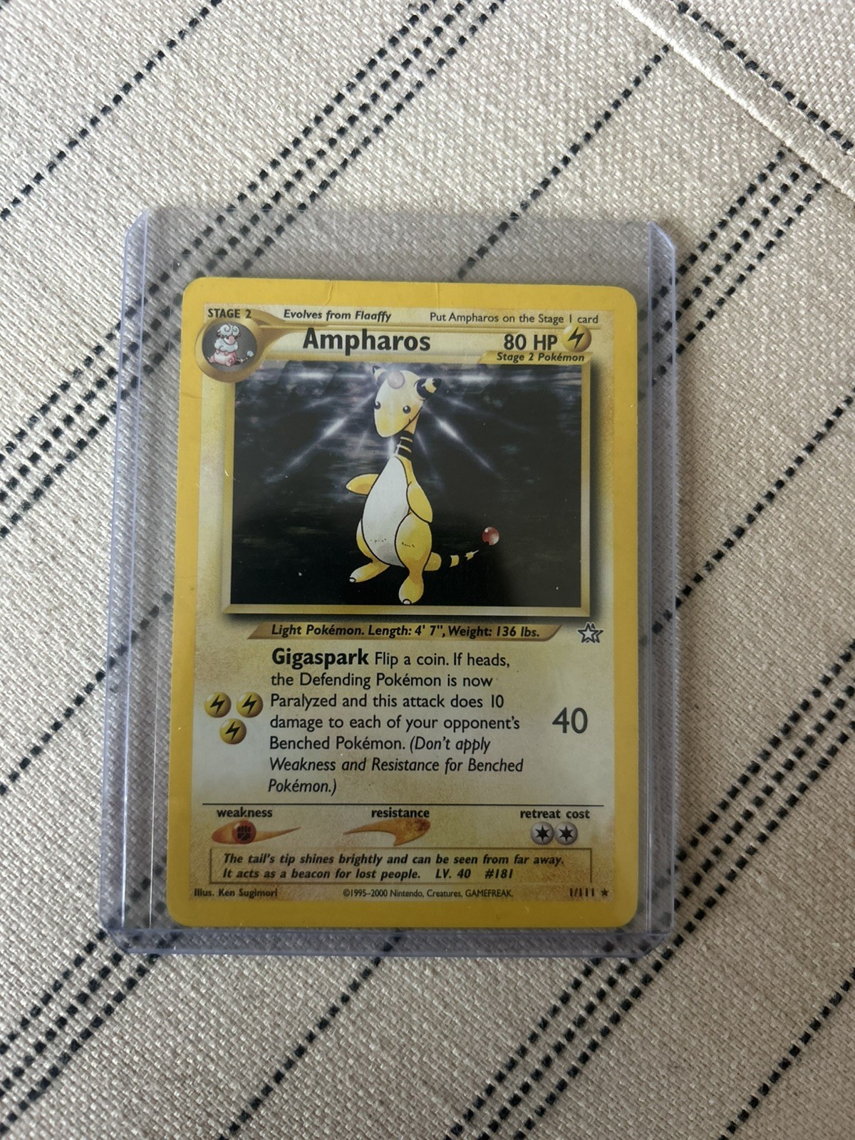 Ampharos 1/111 Neo Genesis Holo Rare Unlimited English 80 HP Pokemon TCG Ampharos 1/111 Neo Genesis Holo Rare Unlimited English 80 HP Pokemon TCG