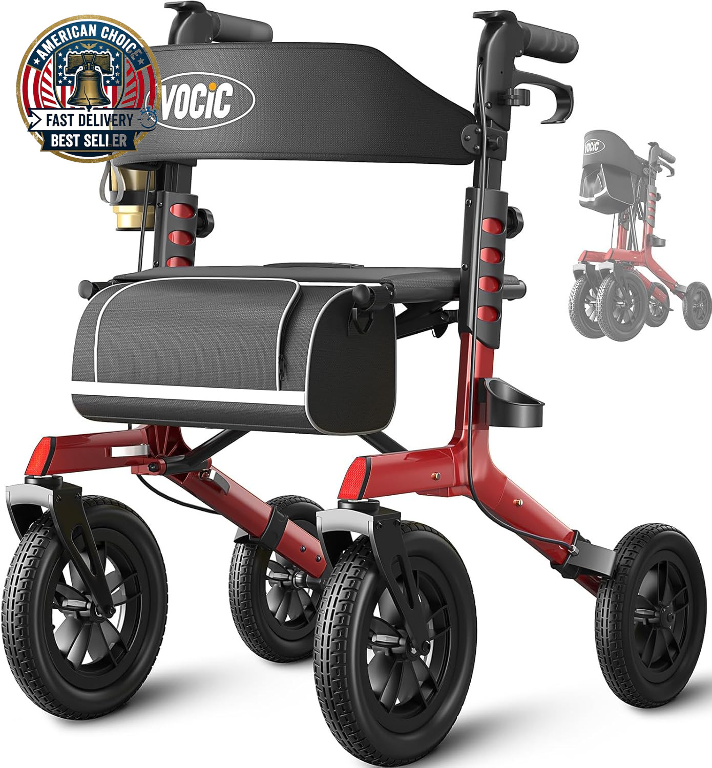 Walker with Seat for Seniors, Z57 Outdoor Rollator Walker with 12\