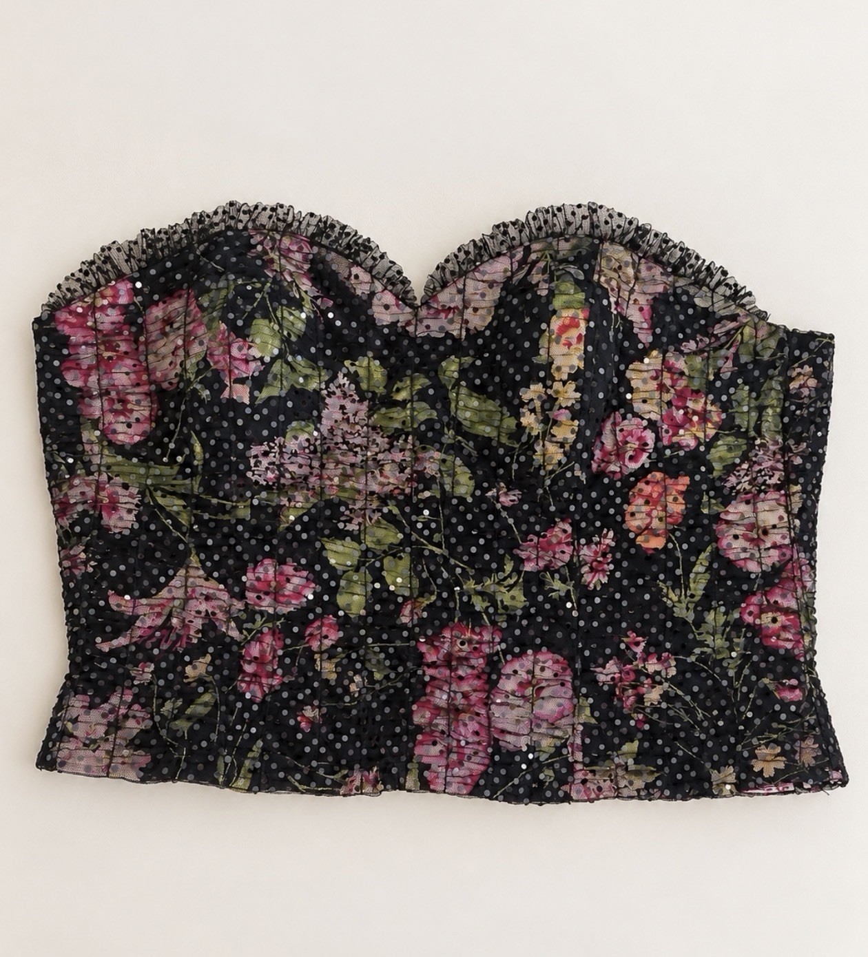 Vintage Black Top With Flowers