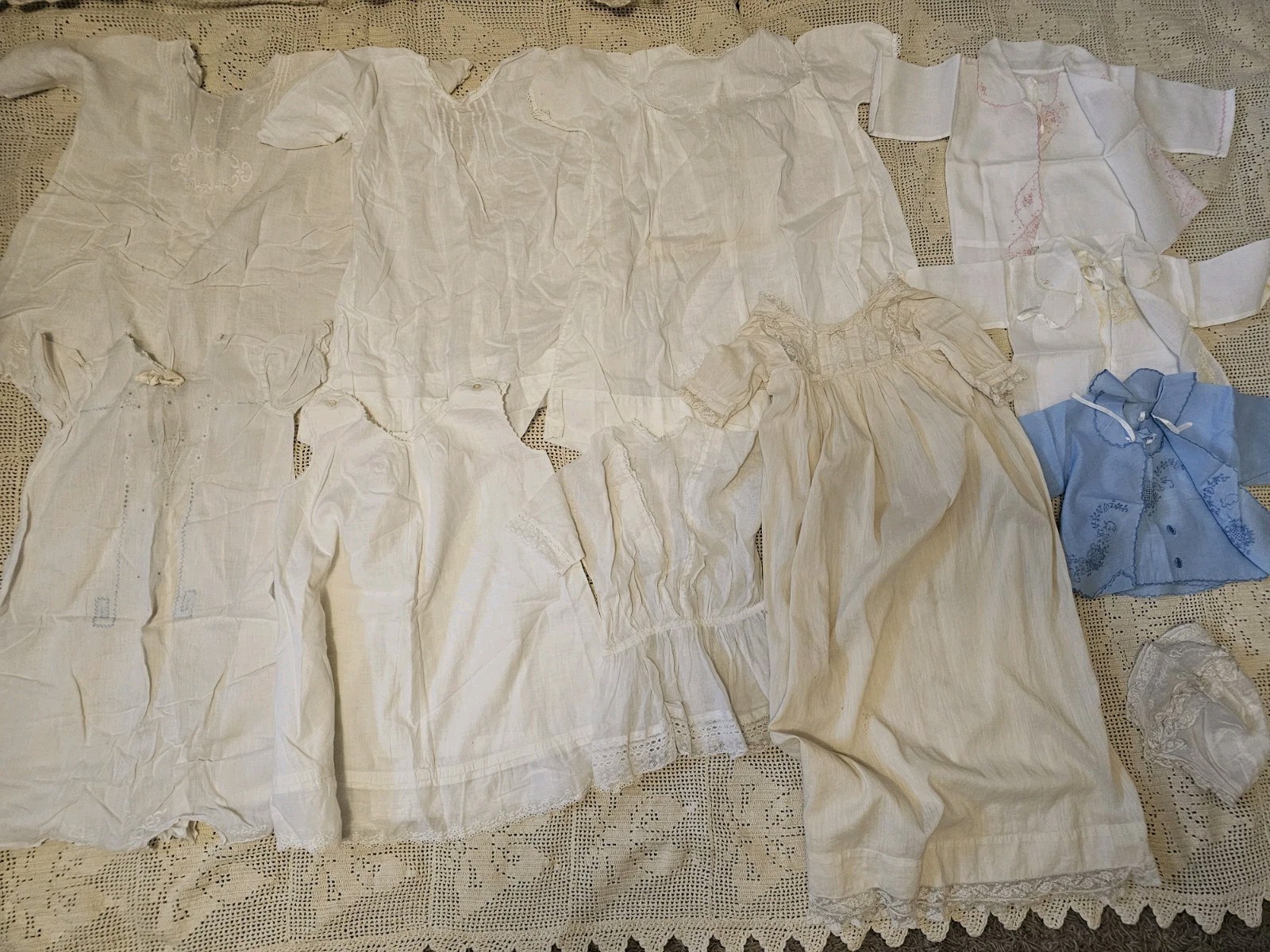 Lot of 14 Antique Vintage Baby/Infant Dresses Gowns 2 Pc Jackets Shirt Bonnet