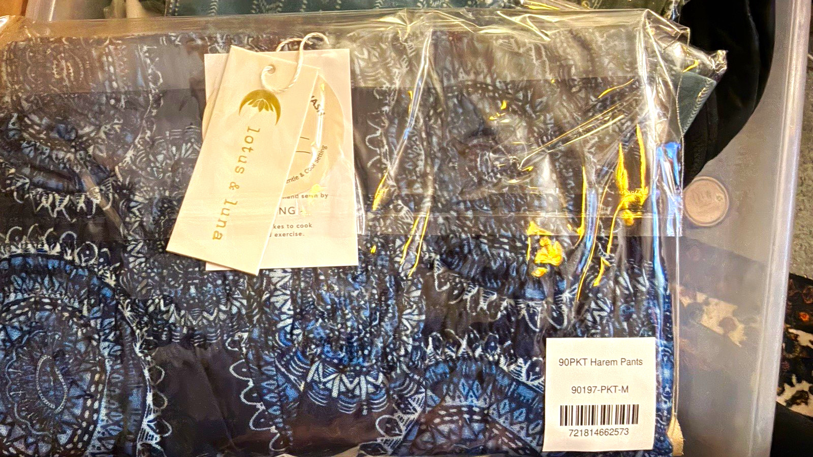 Size M Lotus & Luna Women’s Blue/White Paisley Rayon Fringe Boho pants Size M Lotus & Luna Women’s Blue/White Paisley Rayon Fringe Boho pants